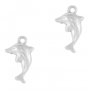 Colgantes Acero Inox delf&iacute;n Plateado