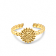 Anillos Acero Inox flor Dorado