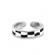 Anillos Acero Inox con bloques Plateado