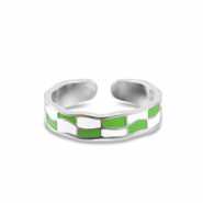 Anillos Acero Inox con bloques Plateado