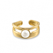 Anillos Acero Inox perla Dorado-blanco