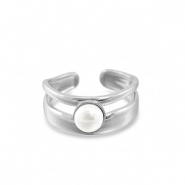 Anillos Acero Inox perla Plateado-blanco