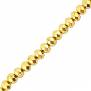 Abalorios faceteados disco 4x3mm Dorado met&aacute;lico