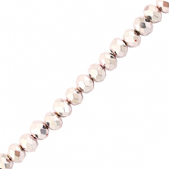 Abalorios faceteados disco 4x3mm Rosa claro met&aacute;lico