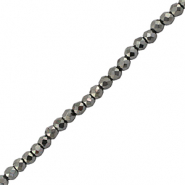 Abalorios faceteados redondos 2mm Gunmetal met&aacute;lico