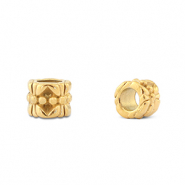 Abalorios de acero inox rondeles flor Dorado