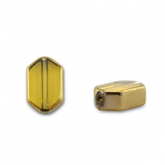 Abalorios de cristal hexágono Amarillo transparente-dorado