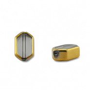 Abalorios de cristal hexágono Gris transparente-dorado