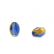 Abalorios de cristal óvalo Azul transparente-dorado