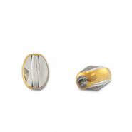 Abalorios de cristal óvalo Gris transparente-dorado
