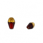 Abalorios de cristal óvalo Rojo transparente-dorado