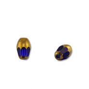 Abalorios de cristal óvalo Azul transparente-dorado