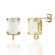 Pendientes de Cristal con anilla rect&aacute;ngulo Cristal-dorado