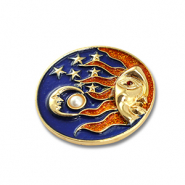 Broches sol, luna & estrella Dorado-azul-naranja