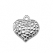 Colgantes Acero Inox coraz&oacute;n Plateado