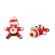 Abalorios de cristal pintados a mano Pap&aacute; Noel Rojo-blanco-negro