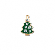 Colgantes met&aacute;licos zirconia &aacute;rbol de navidad Dorado-verde