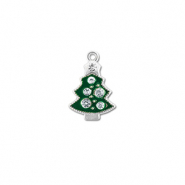 Colgantes met&aacute;licos zirconia &aacute;rbol de navidad Plateado-verde