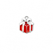 Colgantes met&aacute;licos zirconia regalo Plateado-rojo-blanco