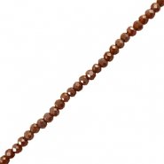 Abalorios faceteados disco 6x4mm Rojo oscuro-marr&oacute;n