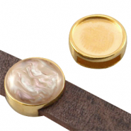Corredera met&aacute;lica DQ engaste para cabuch&oacute;n 12mm (para cuero plano 10mm) Dorado (sin n&iacute;quel)