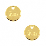 Colgantes met&aacute;licos DQ 12mm "sisters" Dorado (sin n&iacute;quel)