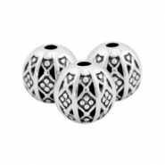 Abalarios met&aacute;licos DQ bola bohemia 8mm Plata vieja (sin n&iacute;quel)