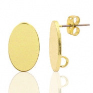 Fornituras metálicas DQ pendiente base ovalado 11x18mm oro (sin níquel)