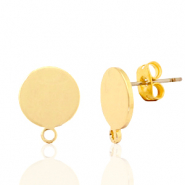 Fornituras metálicas DQ pendiente base redondo 10mm con anilla Oro (sin níquel)