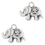 Colgantes met&aacute;licos DQ elefante & Ohm Plata vieja (sin n&iacute;quel)
