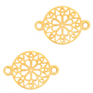 Colgantes met&aacute;licos DQ entrepieza redonda flor 15mm Dorado (sin n&iacute;quel)