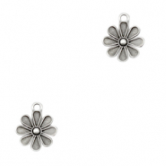 Colgantes met&aacute;licos DQ flor Plata vieja (sin n&iacute;quel)