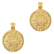 Colgantes met&aacute;licos DQ disco de Maya 16mm Dorado (sin n&iacute;quel)