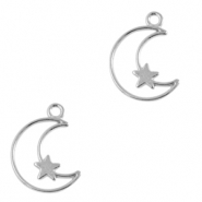Colgantes met&aacute;licos DQ luna y estrella Plata vieja (sin n&iacute;quel)