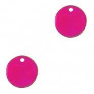 Colgantes met&aacute;licos DQ 10mm Dorado-rosa fucsia n&eacute;on (sin n&iacute;quel)
