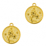 Colgantes met&aacute;licos DQ flor Dorado (sin n&iacute;quel)