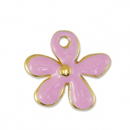 Colgantes met&aacute;licos DQ flor Rosa claro-Dorado (sin n&iacute;quel)