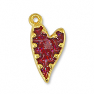 Colgantes met&aacute;licos DQ coraz&oacute;n Glitter Rojo-Dorado (sin n&iacute;quel)