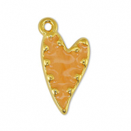 Colgantes met&aacute;licos DQ coraz&oacute;n nacar Naranja claro-Dorado (sin n&iacute;quel)
