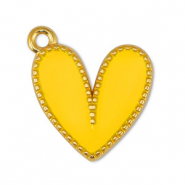 Colgantes met&aacute;licos DQ coraz&oacute;n Amarillo-Dorado (sin n&iacute;quel)