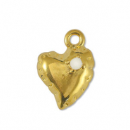 Colgantes met&aacute;licos DQ coraz&oacute;n Blancuzco-Dorado (sin n&iacute;quel)