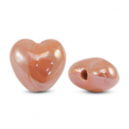 Abalorios de cer&aacute;mica griega DQ coraz&oacute;n Naranja