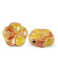 Abalorios de cer&aacute;mica flor Amarillo c&aacute;lido