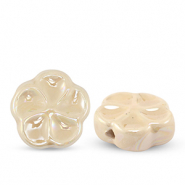 Abalorios de cer&aacute;mica flor Beige