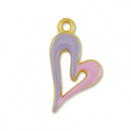 Colgantes met&aacute;licos DQ coraz&oacute;n Dorado-p&uacute;rpura lila-rosa claro (sin n&iacute;quel)