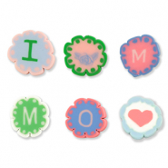 Abalorios de pol&iacute;meros "I love mom" Multicolor claro