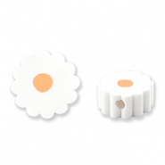 Abalorios de pol&iacute;meros flor Blanco-naranja