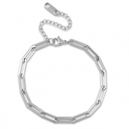 Pulseras Acero Inox eslab&oacute;n Plateado