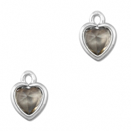 Colgantes de cristal coraz&oacute;n Gris claro-plateado