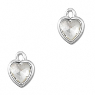 Colgantes de cristal coraz&oacute;n Transparente-plateado